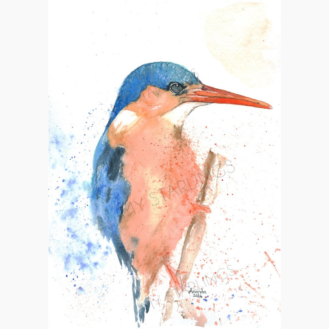 Vibrant Watcher: Malachite Kingfisher, Artwork - Original