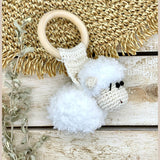 Lamb crochet teether ring