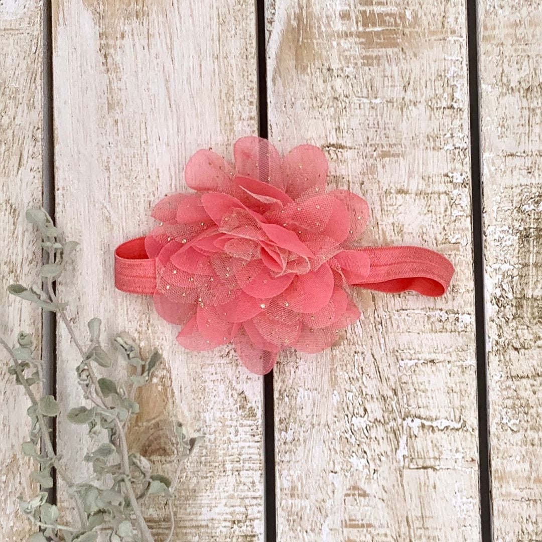 Baby girl headband - coral flower