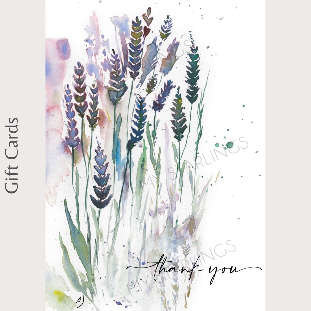 “Thank you” Lavender Gift Card - Small (A7)