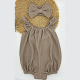 Bubble Romper with headband - Stone, 6-9 Months