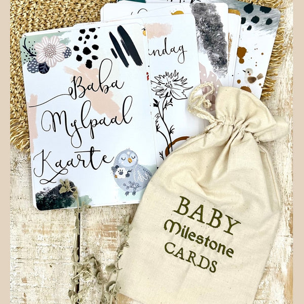 Milestone cards in cotton bag