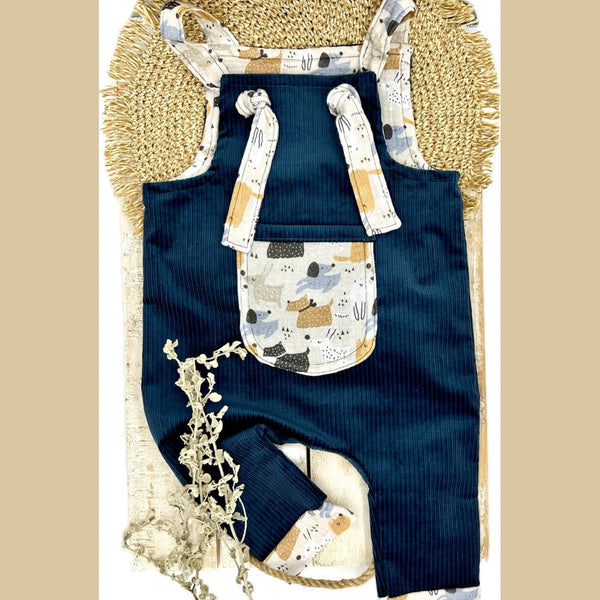 Romper - Teal Corduroy, 6-9 Months