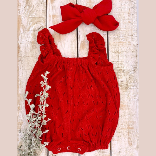 Red Romper with headband