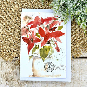 Christmas Poinsettia Gift Card - Medium (A6)