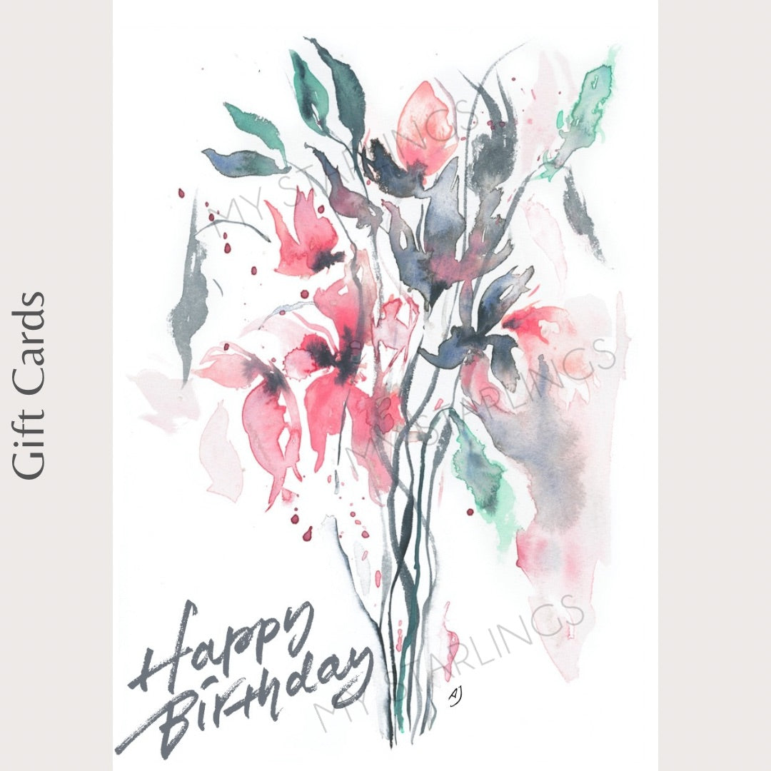 “Happy Birthday” Everlasting Lilies Gift Card - Small (A7)