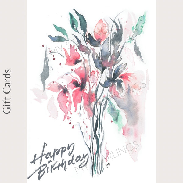 “Happy Birthday” Everlasting Lilies Gift Card - Medium (A6)