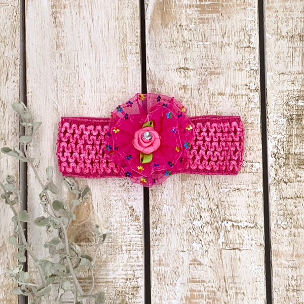 Baby girl headband - pink flower