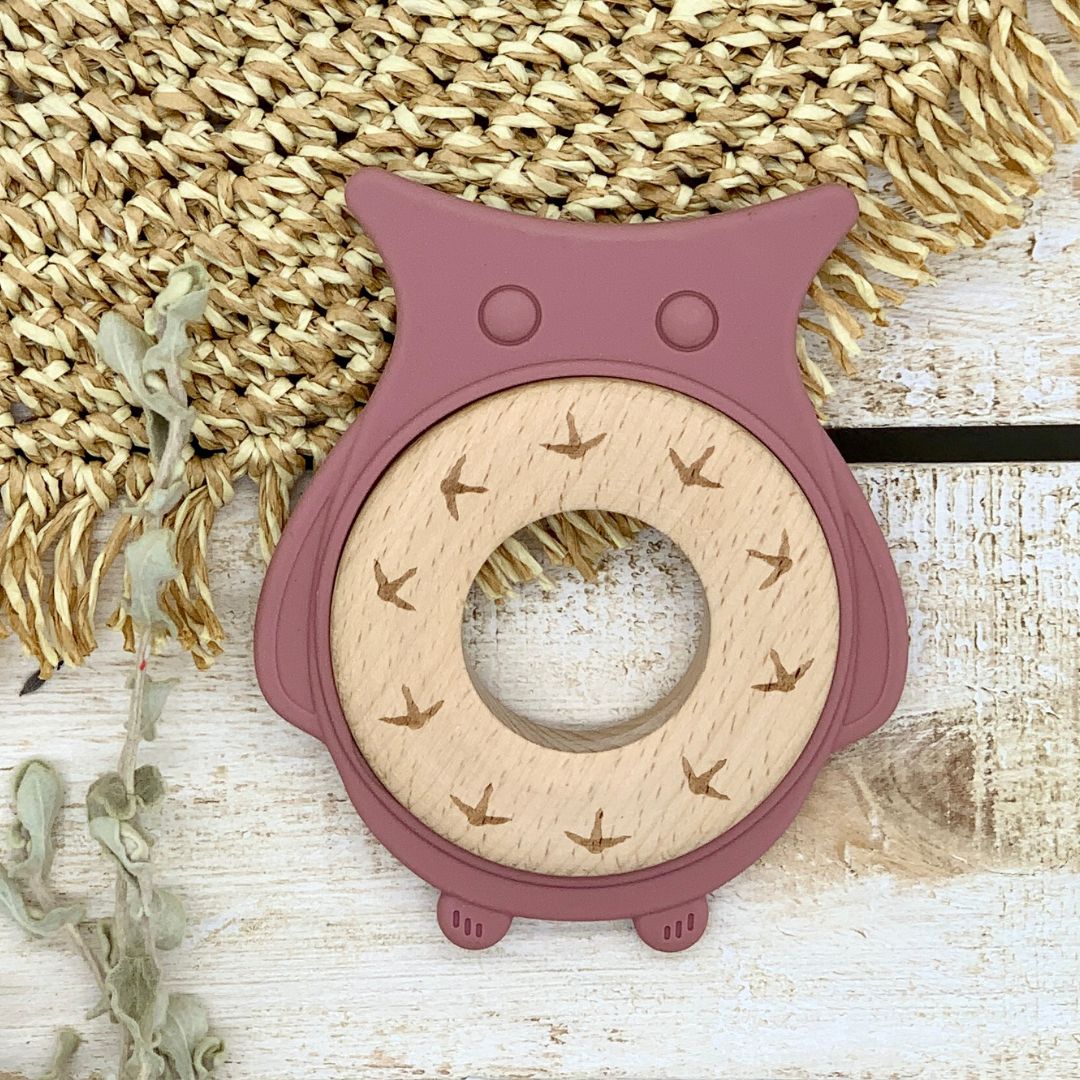 Owl Teether - Rose