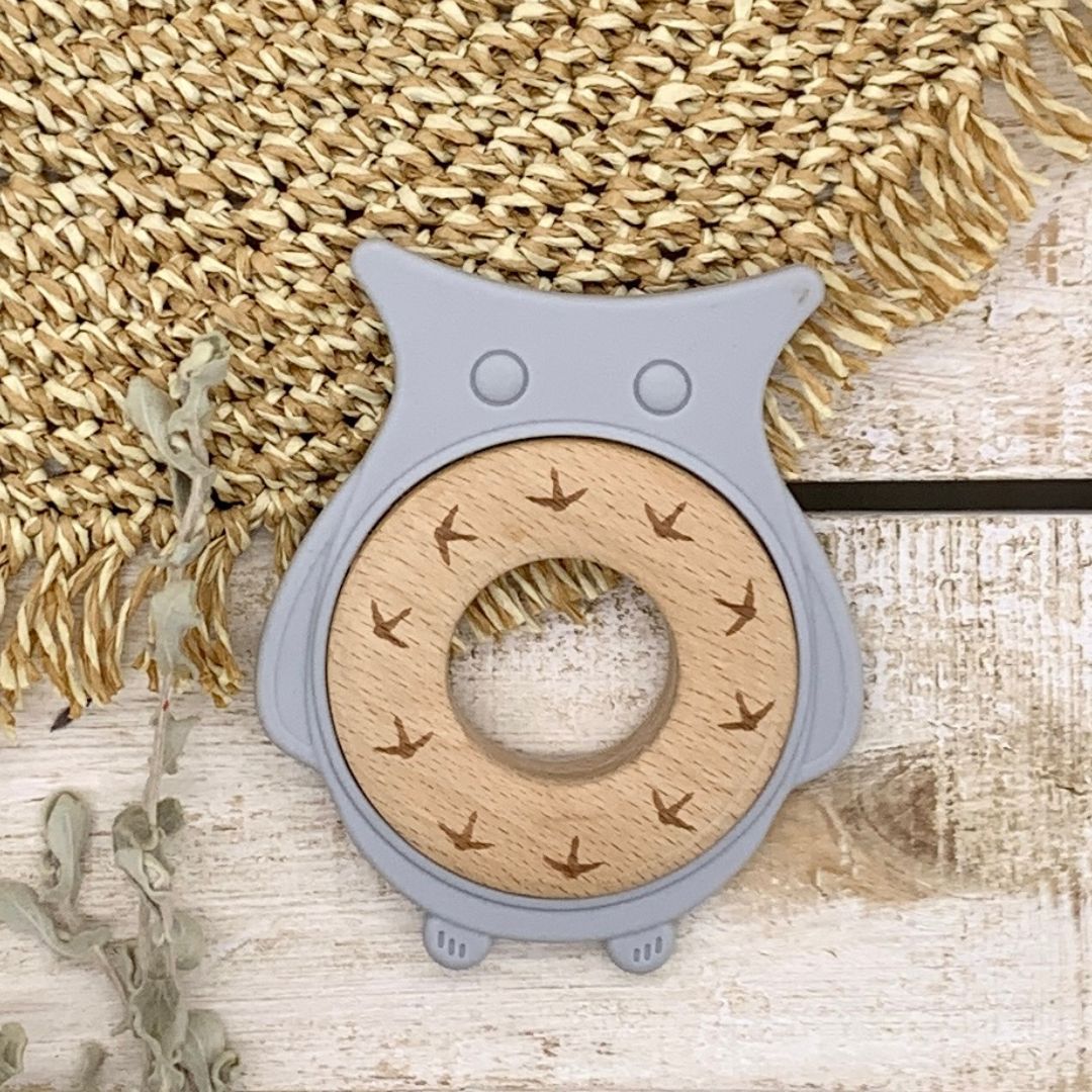 Owl Teether - Fog Grey