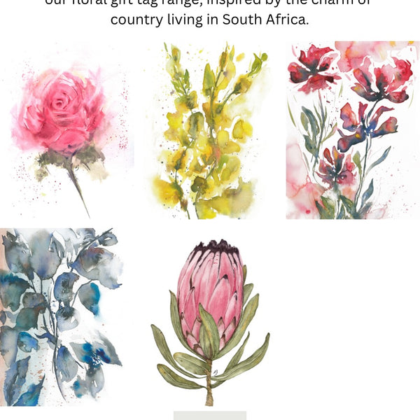 Floral Watercolour Gift Tags - Set of 5