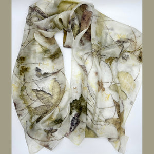Fluttering Foliage, 100% Pure Silk Scarf - Botanically printed