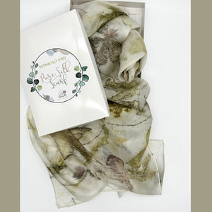 Fluttering Foliage, 100% Pure Silk Scarf - Botanically printed