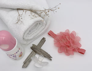 Baby girl headband - coral flower