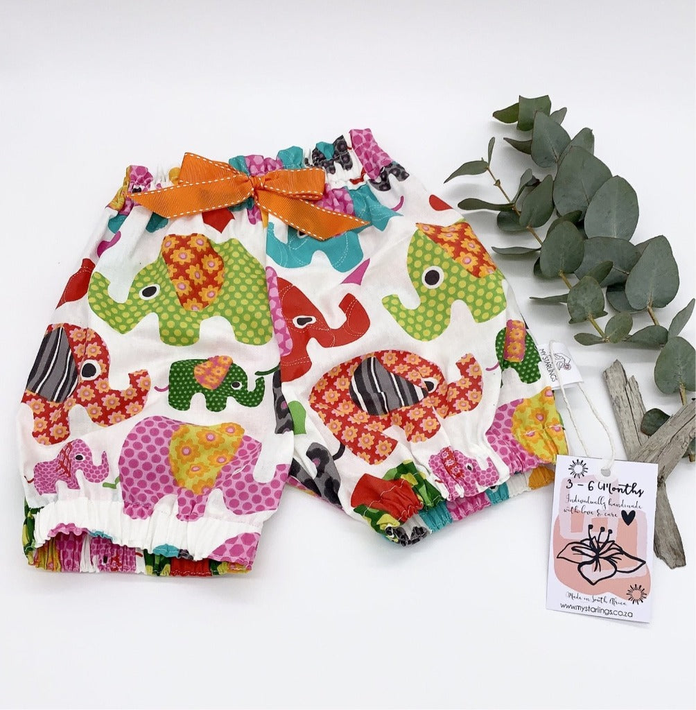 Baby Shorts - Elephants, 3-6 Months