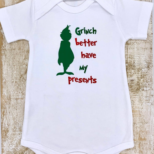 Xmas baby vest - The Grinch - short sleeve, 3-6 Months