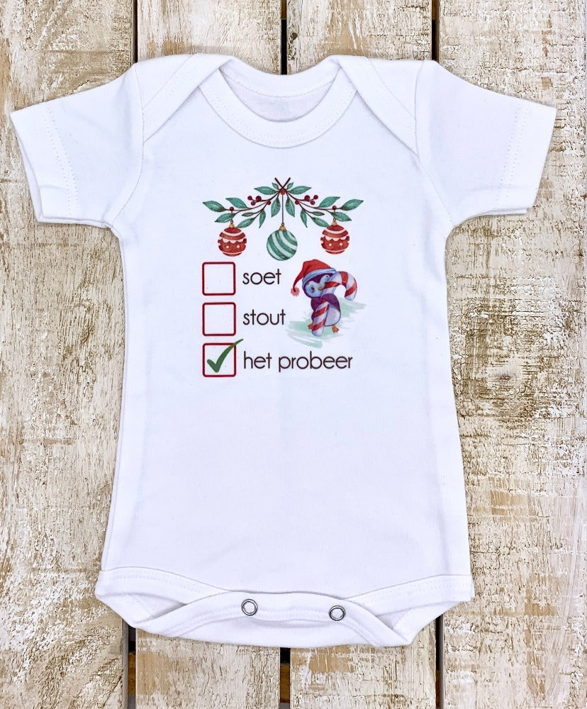 Xmas baby vest - Soet, Stout - short sleeve, 0-3 Months
