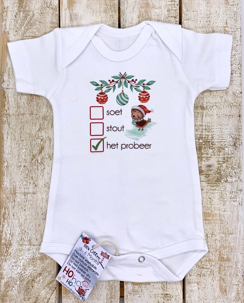 Xmas baby vest - Soet, Stout - short sleeve, 3-6 Months