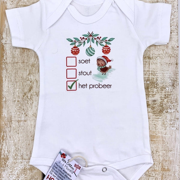 Xmas baby vest - Soet, Stout - short sleeve, 3-6 Months