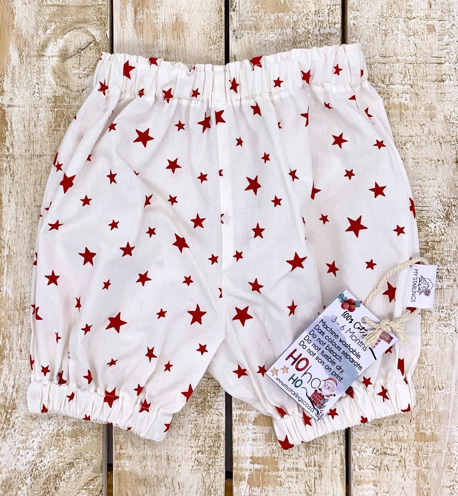 Baby Shorts - Red stars, 3-6 Months