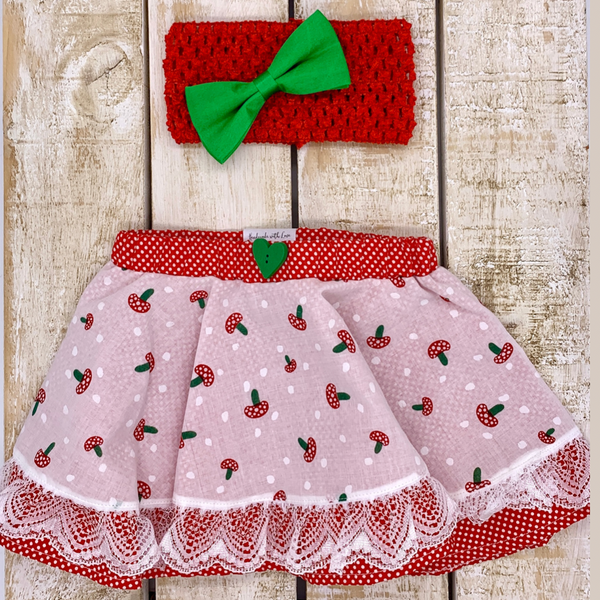 Skirt with headband, Red,  3-6 Months