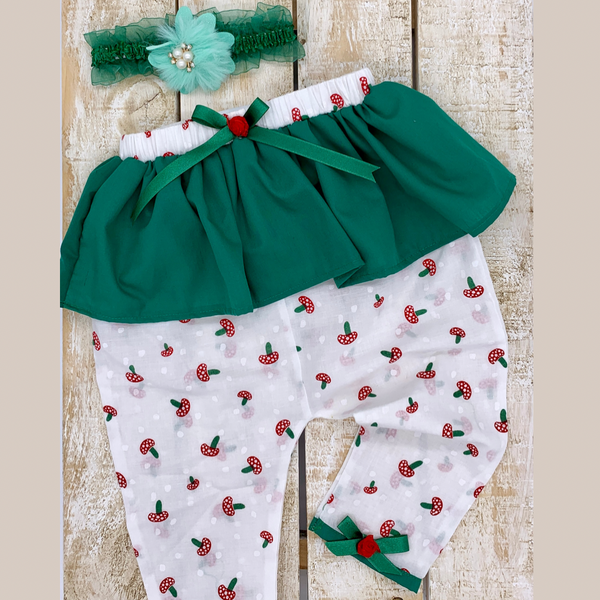 Mushroom pants with headband: 3-6 Months