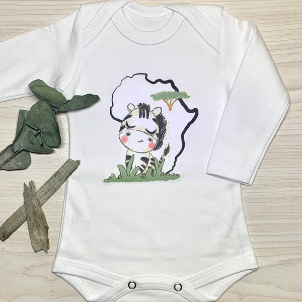 Long sleeve vest, 0-3 Months, African Zebra