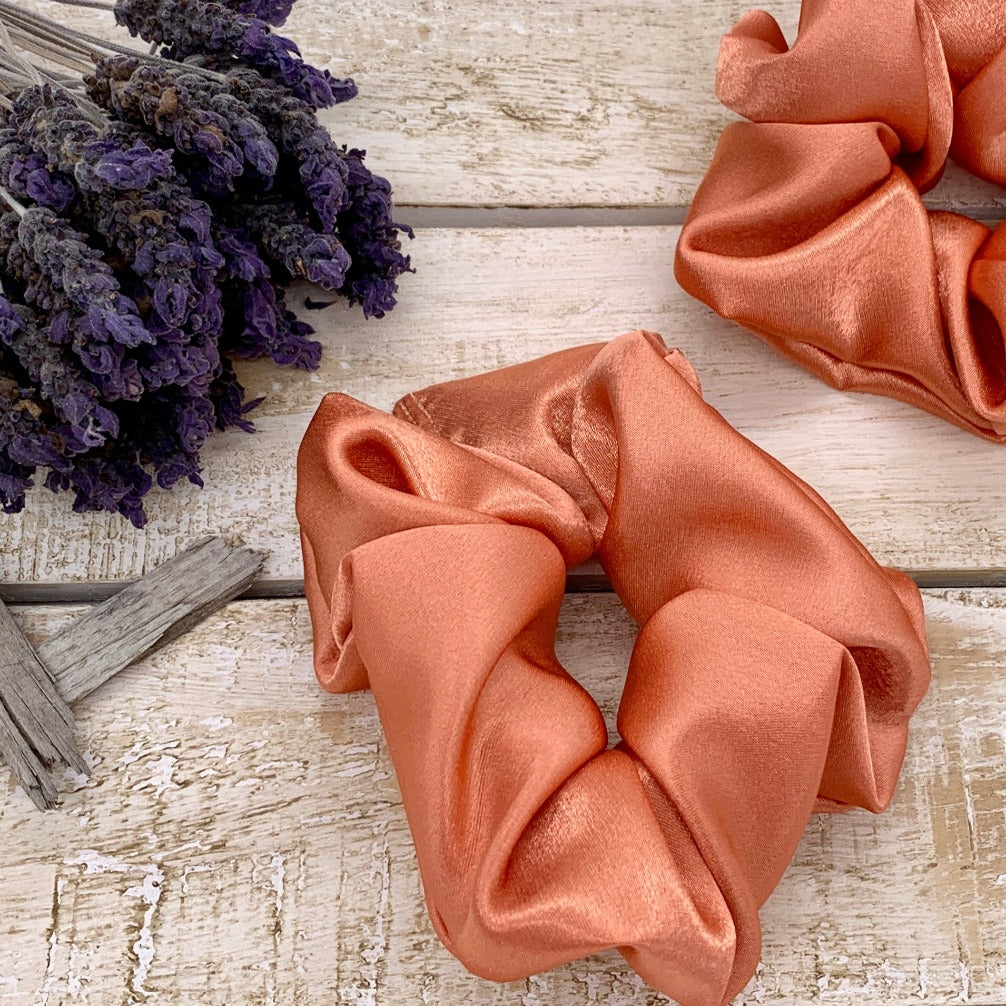 Satin Hair Scrunchie - Dusty Coral