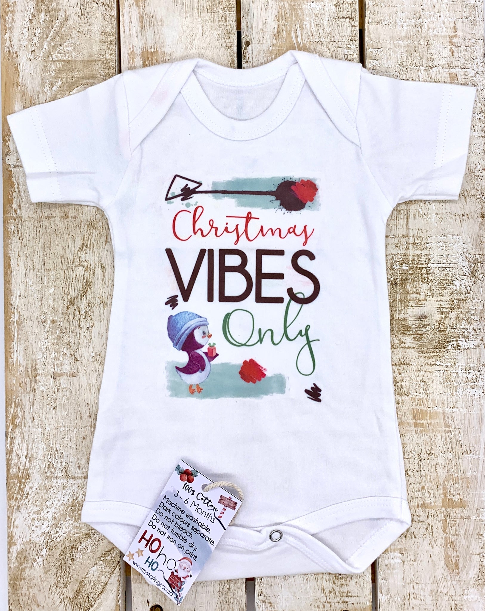 Xmas Vibes vest - short sleeve, 3-6 Months