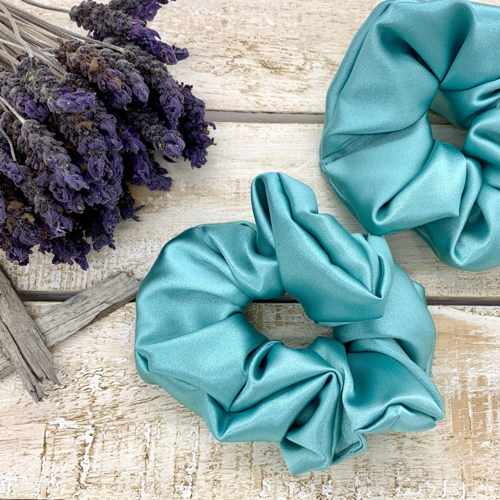 Satin Hair Scrunchie - Aqua