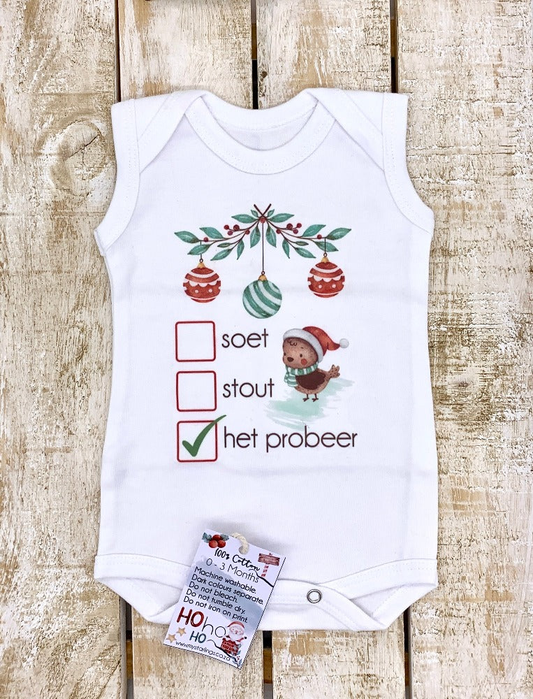 Xmas baby vest - Soet, Stout - sleeveless, 0-3 Months