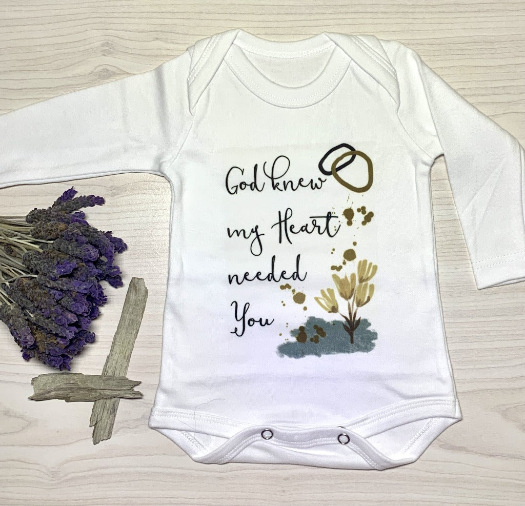 Long sleeve vest, 0-3 Months, God knew my heart needed you