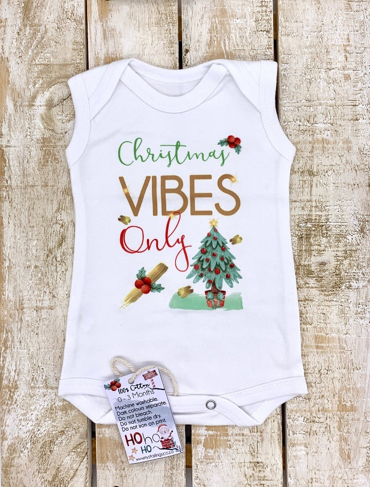 Xmas Vibes baby vest - sleeveless, 0-3 Months