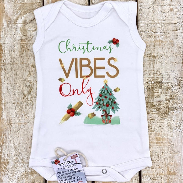 Xmas Vibes baby vest - sleeveless, 0-3 Months