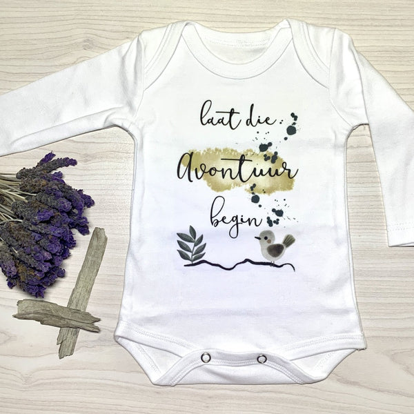 Long sleeve vest, 0-3 Months, Laat die avontuur begin