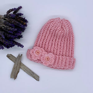 Crocheted beanie: 3-6 Months