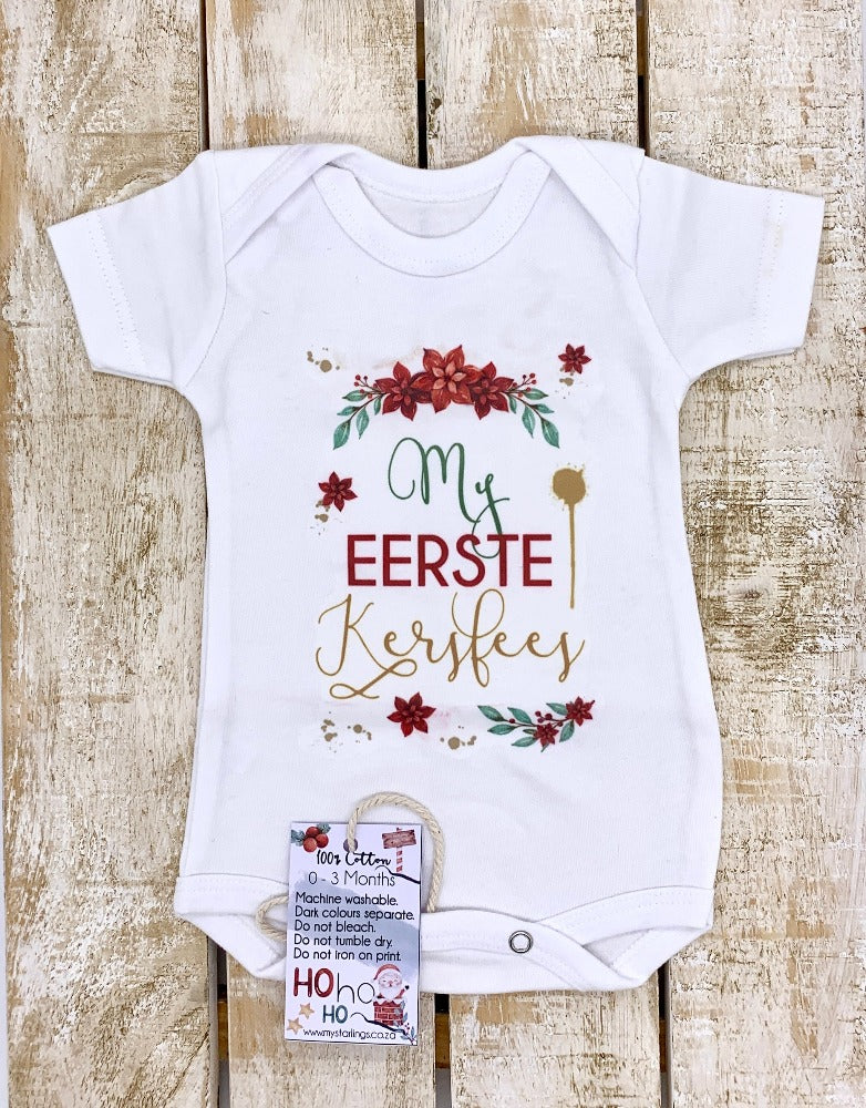 Xmas vest - 1ste Kersfees - short sleeve, 0-3 Months
