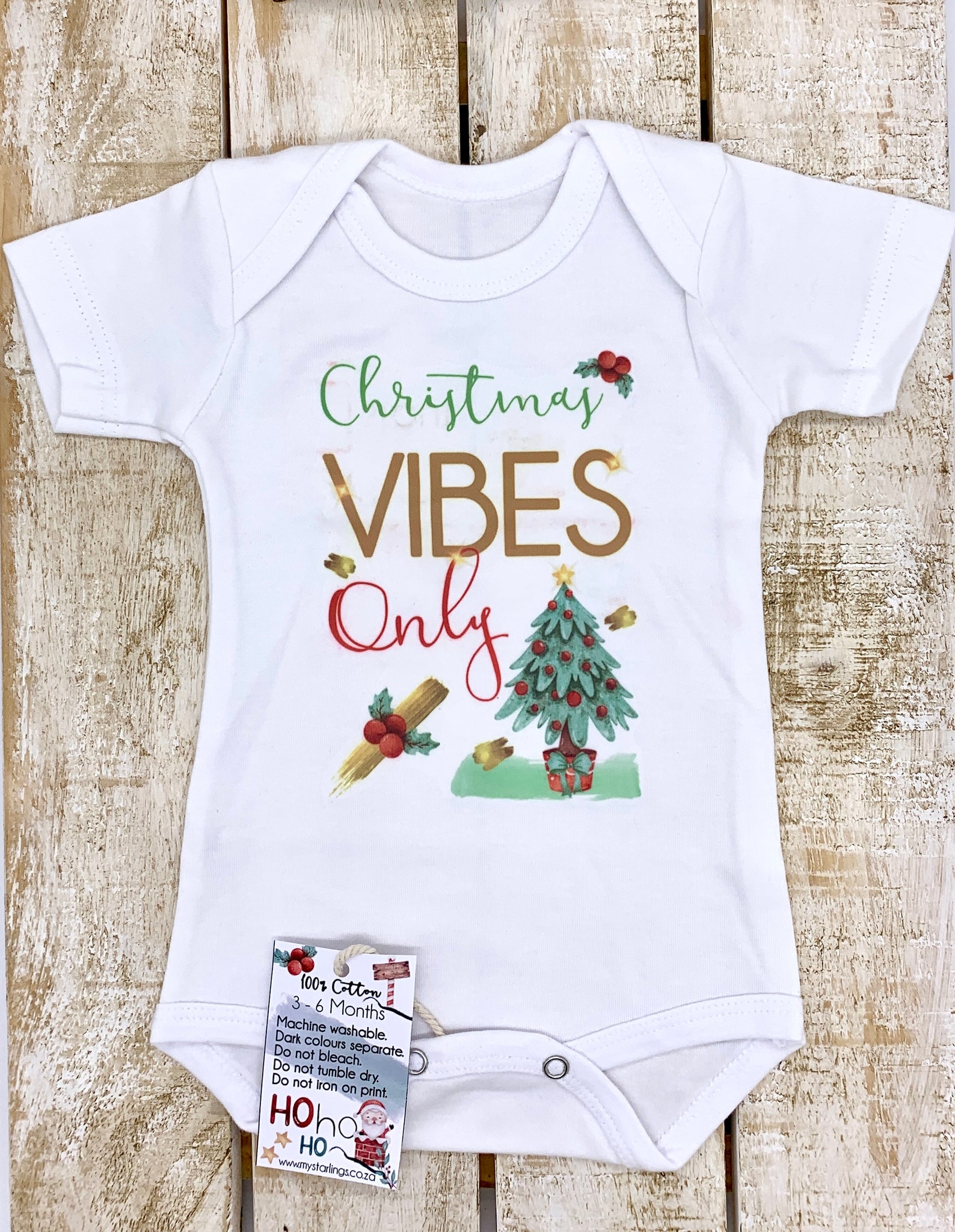 Xmas Vibes vest - short sleeve, 3-6 Months