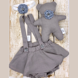 Linen suspender skirt set: 3 - 6 Months