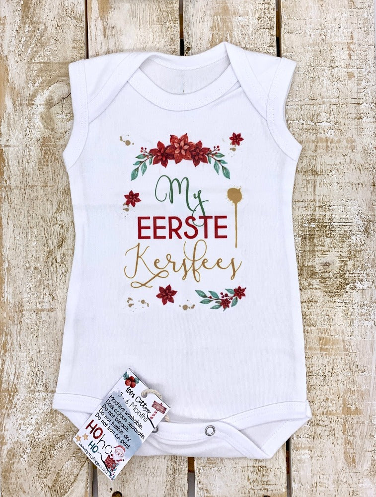 Xmas vest - 1ste Kersfees - sleeveless, 3-6 Months