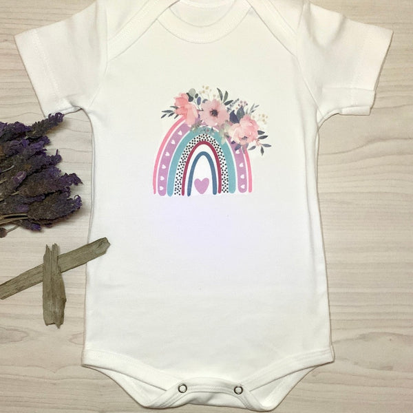 Short sleeve Vest - 0-3 Months, Boho Rainbow