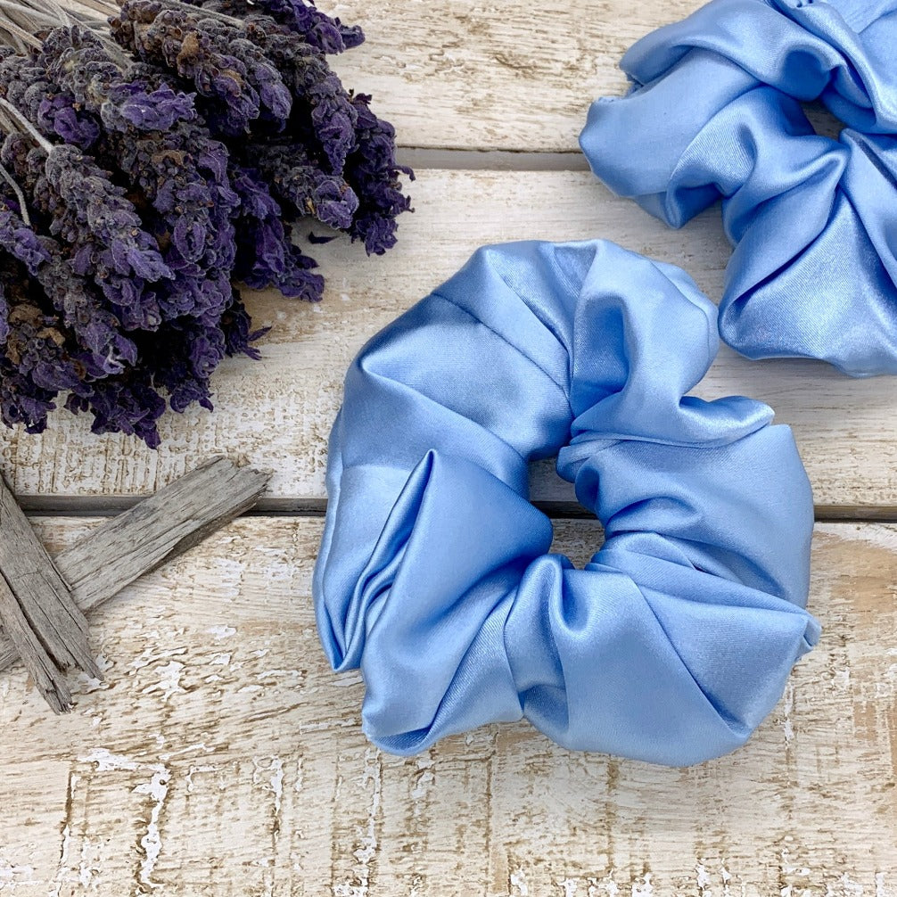 Satin Hair Scrunchie - Powder Blue