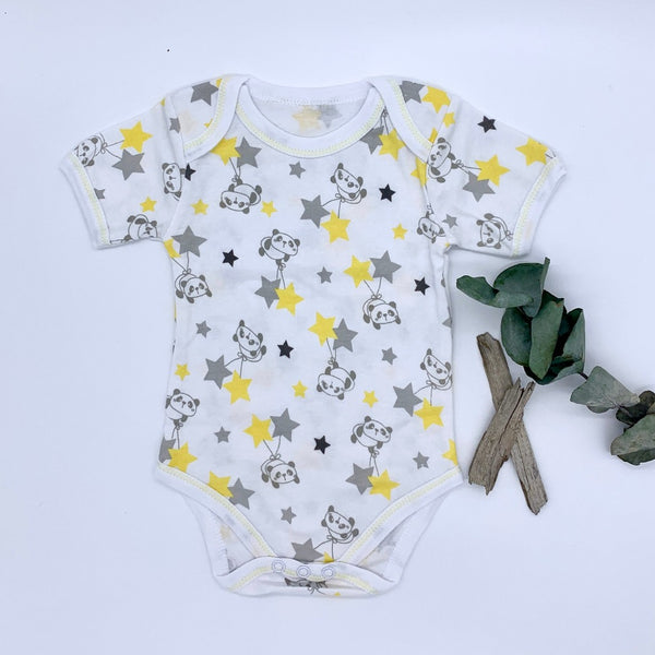 Panda baby vest - short sleeve, 3-6 Months