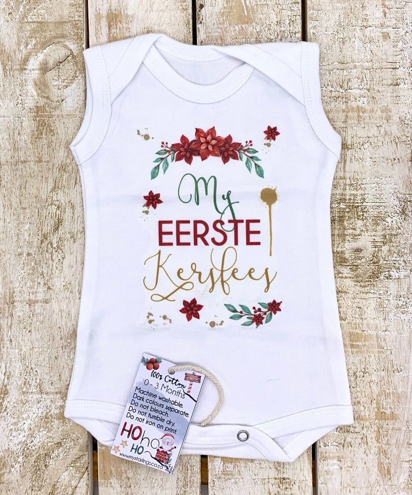 Xmas vest - 1ste Kersfees - sleeveless, 0-3 Months