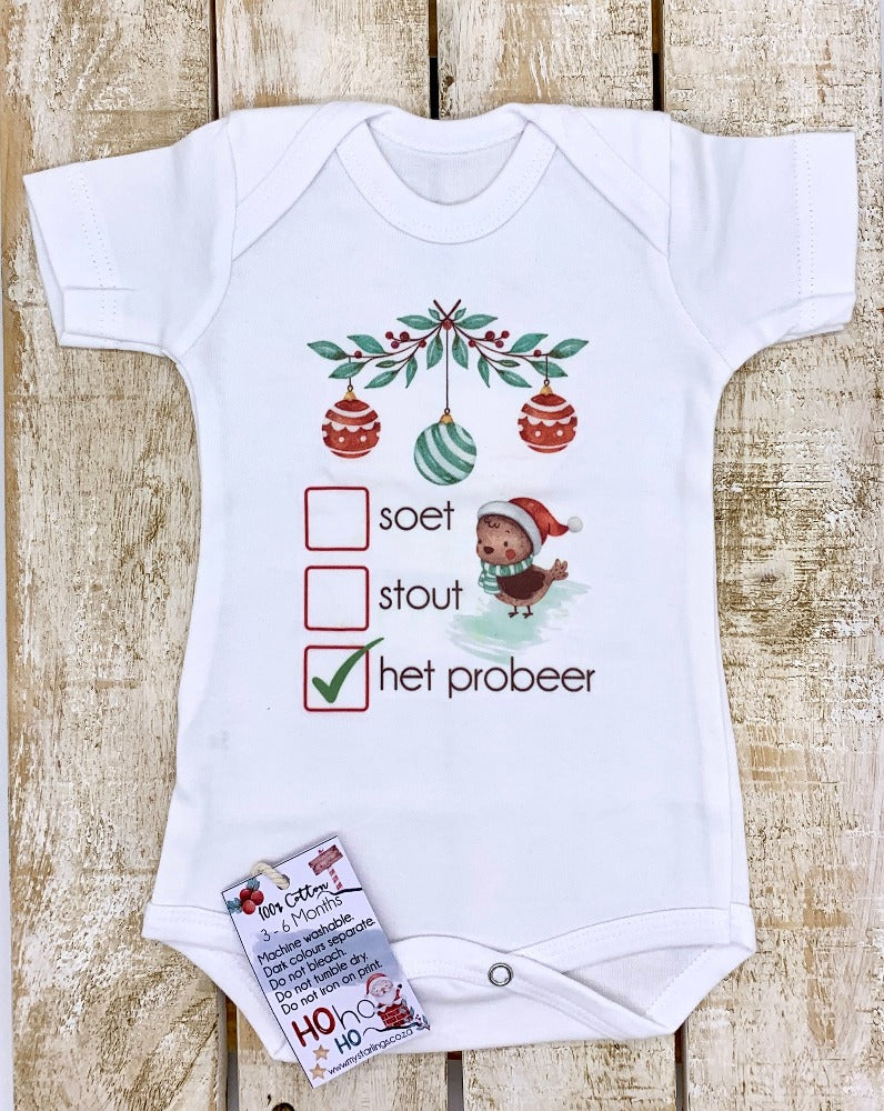 Xmas baby vest - Soet, Stout - short sleeve, 3-6 Months