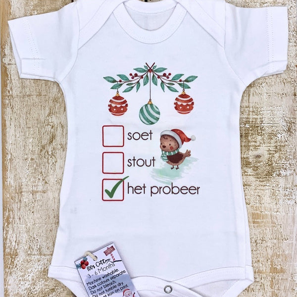 Xmas baby vest - Soet, Stout - short sleeve, 3-6 Months