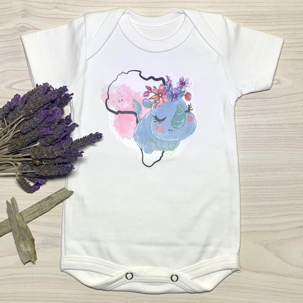 Short sleeve Vest - 0-3 Months, African Rhino